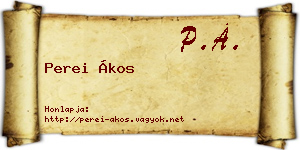 Perei Ákos névjegykártya